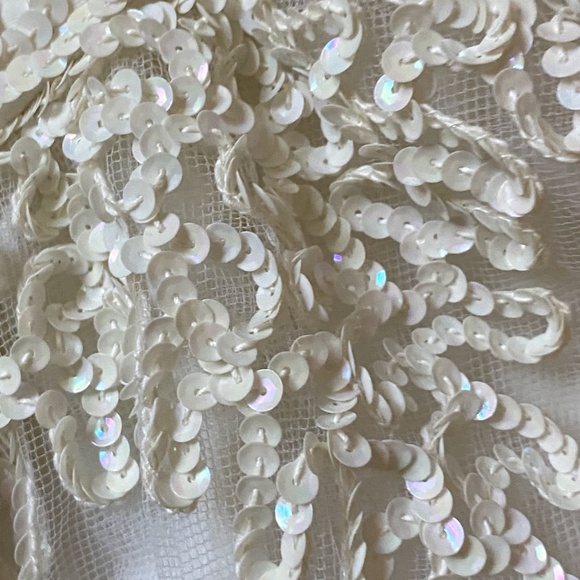 VTG 1970s Sequin Evening Gown Wedding Dress Ballgown Mike Benet Sz S W26 - Picture 7 of 11